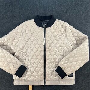 Calvin Klein Performance Jacket Womens XL Tan Quilted Puffer Down Bomber Coat